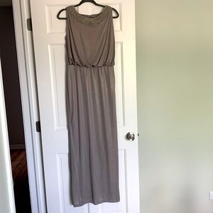 Beaded Tan w Gold Gown Size 4